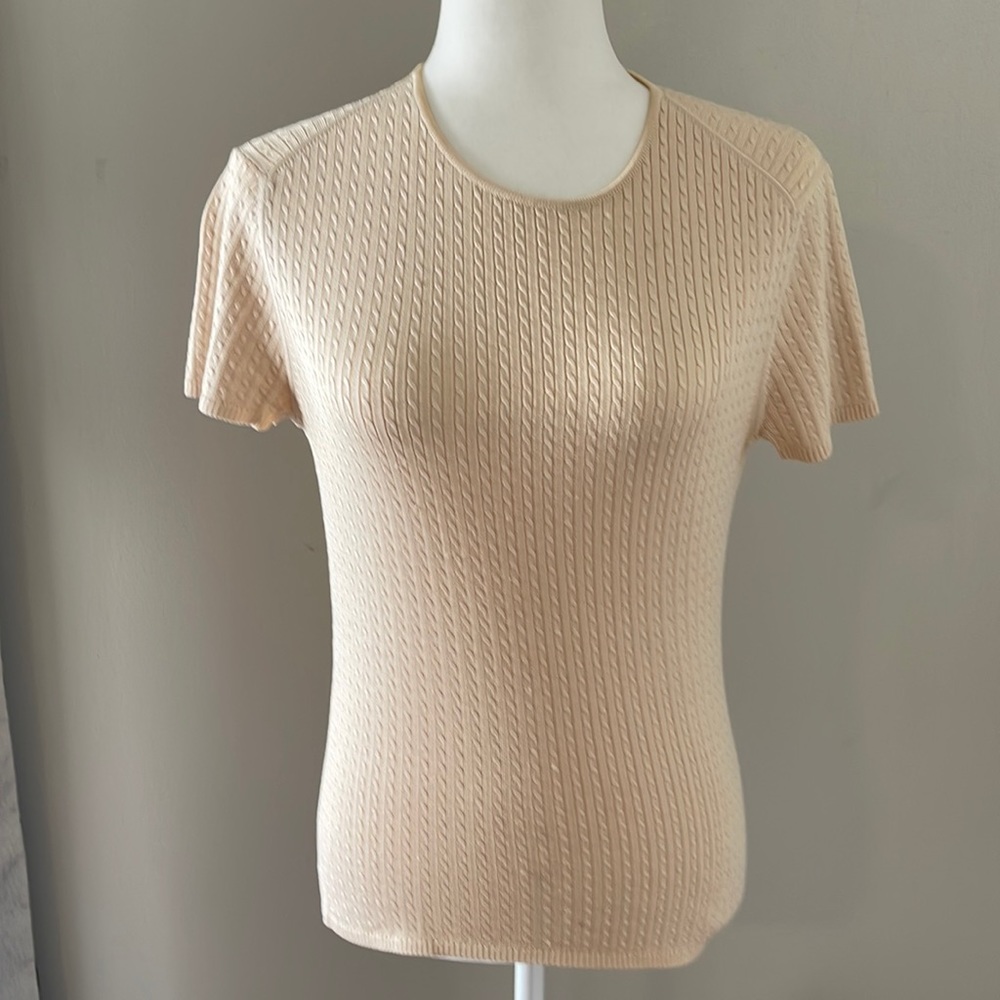Silk Sweater GO Silk top blouse size small 80% silk crew neck short sleeves